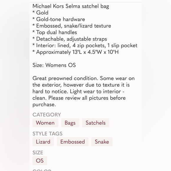 Michael Kors Gold purse - Picture 6 of 6